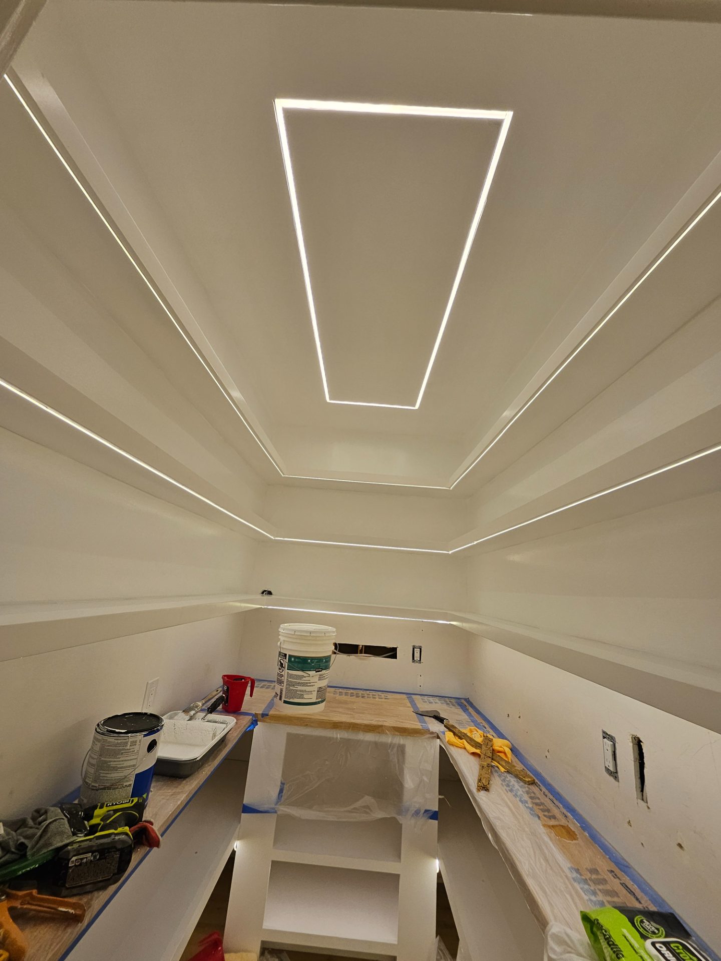 Coffered ceiling with recessed cove lighting in Alpharetta