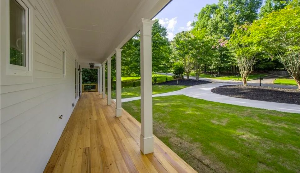 Covered walkway along the front porch